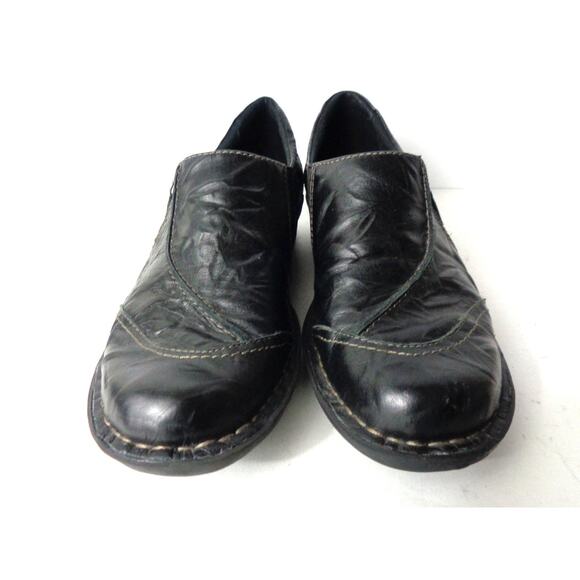 CLARKS Bendables US 7M Crinkle Black Leather Slip On Zip Up Casual Shoes - Picture 2 of 8